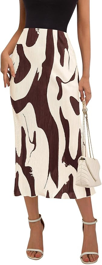 PRETTYGARDEN Women's 2024 Summer High Waist Graphic Print A Line Pleated Long Skirts for Women Tr... | Amazon (US)