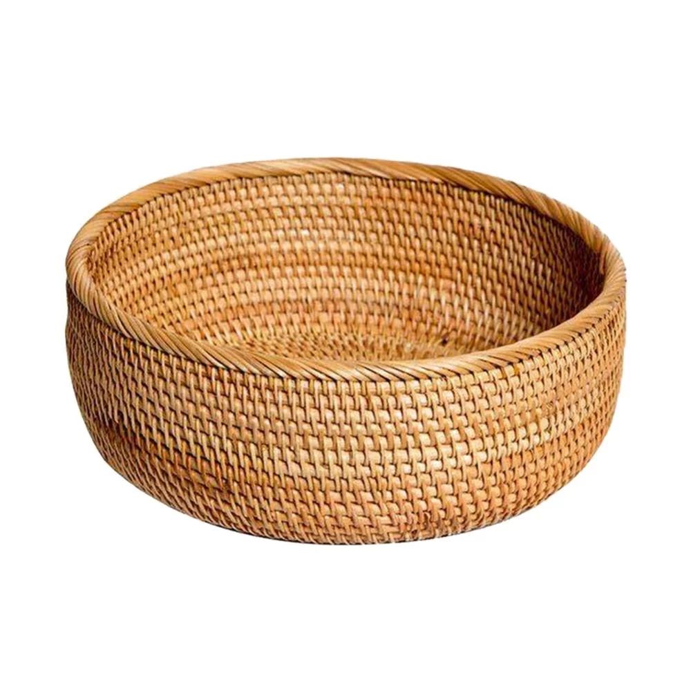 Round Woven Wicker Bread Baskets for Fruit Vegetable Storage Organizing, for Kitchen Countertop O... | Walmart (US)