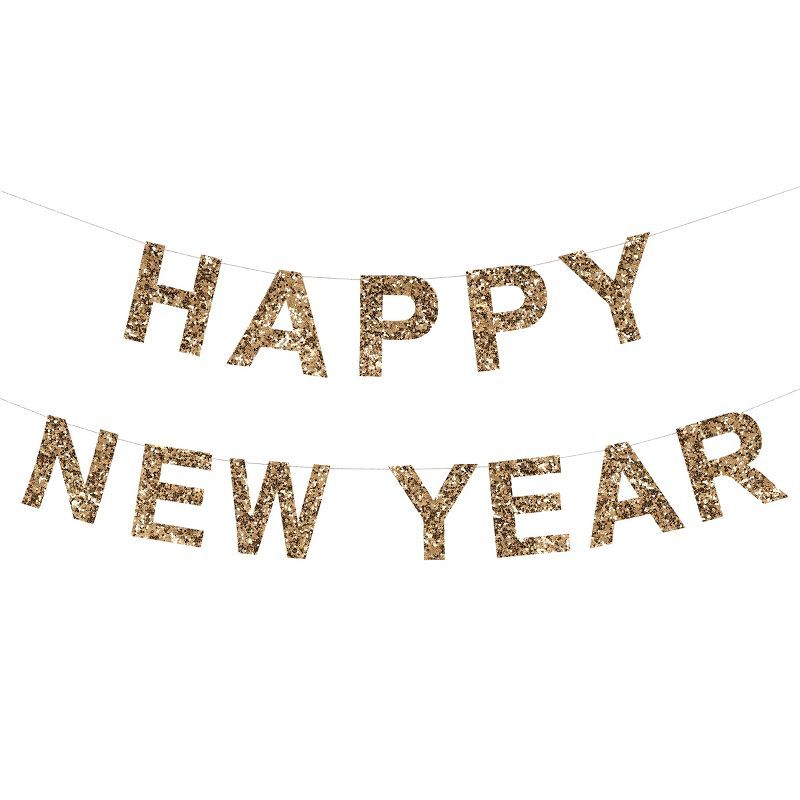 Meri Meri Gold Glitter Happy New Year Garland (Pack of 1) | Target