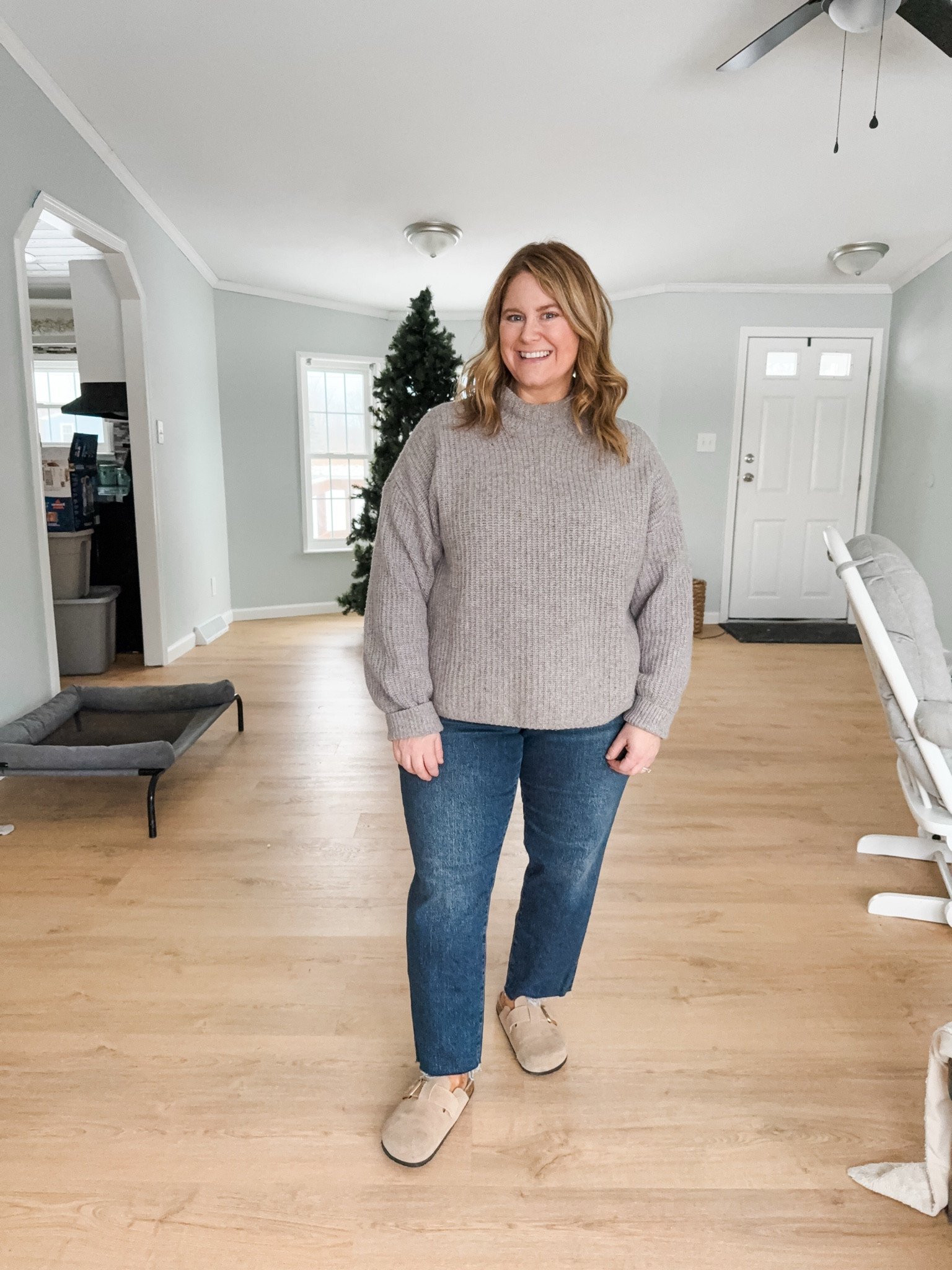 Wearing a large in my sweater and a 14 petite in my jeans 

#LTKMidsize #LTKPetite #LTKFindsUnder50