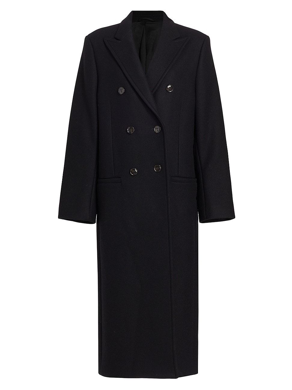 Women's Tailored Double-Breasted Wool Coat - Black - Size 8 | Saks Fifth Avenue