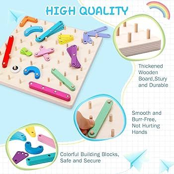 Wooden Montessori Toy for Toddlers, Letter Number Construction Set Pegboard Puzzle Stacking Block... | Amazon (US)
