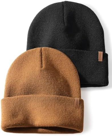 FURTALK Beanies Hats Men Women Unisex Cuffed Winter Hat Plain Warm Beanies Skull Cap 2 Pack | Amazon (US)