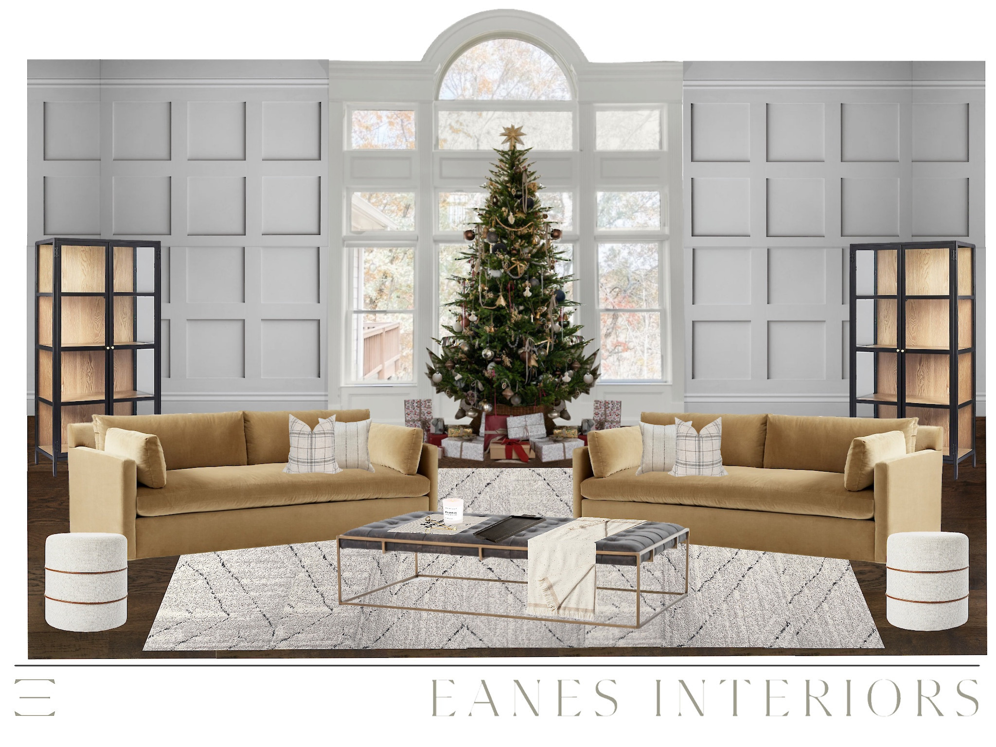 Check out this beautiful great room we designed for a special client who’s been dreaming of a special place to gather. 

#budgetsofa #accentpillows #blackglasscabinet #tuftedcoffeetable #ottoman 

#LTKstyletip #LTKSeasonal #LTKhome