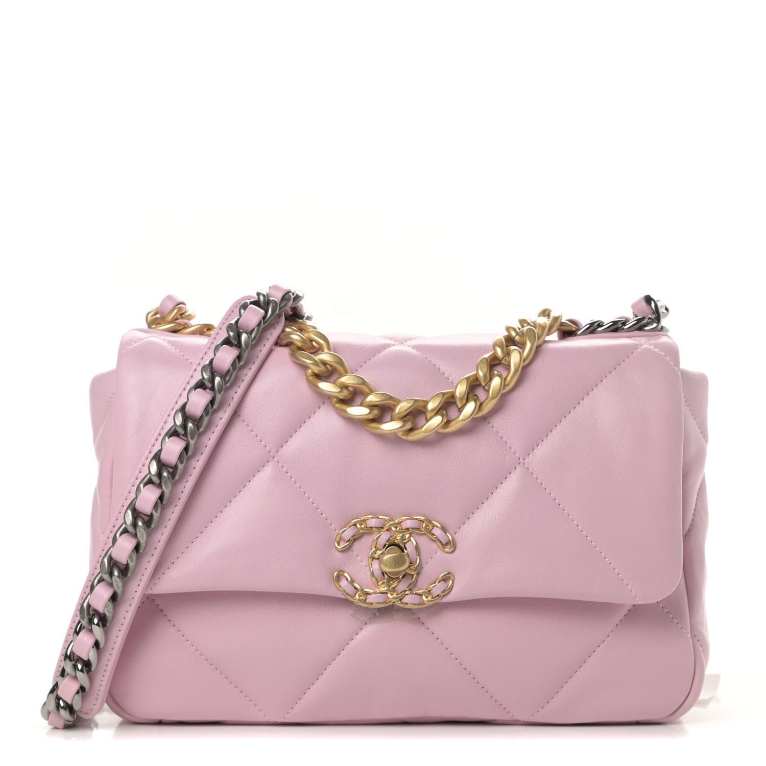 Lambskin Quilted Medium Chanel 19 Flap Light Pink | Fashionphile