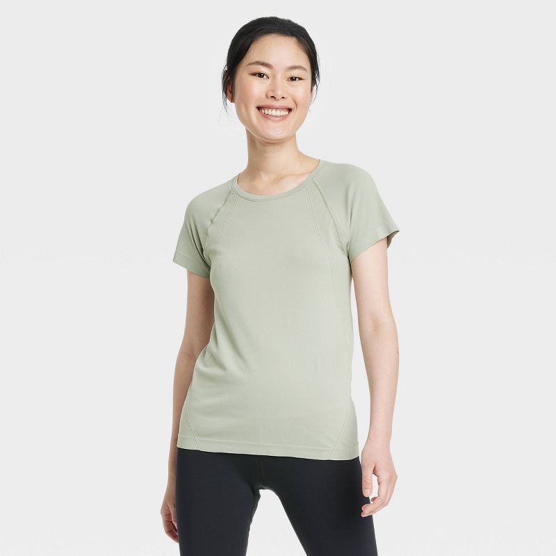 Women's Short Sleeve Seamless Crewneck Athletic T-Shirt - All in Motion™ Light Green S | Target