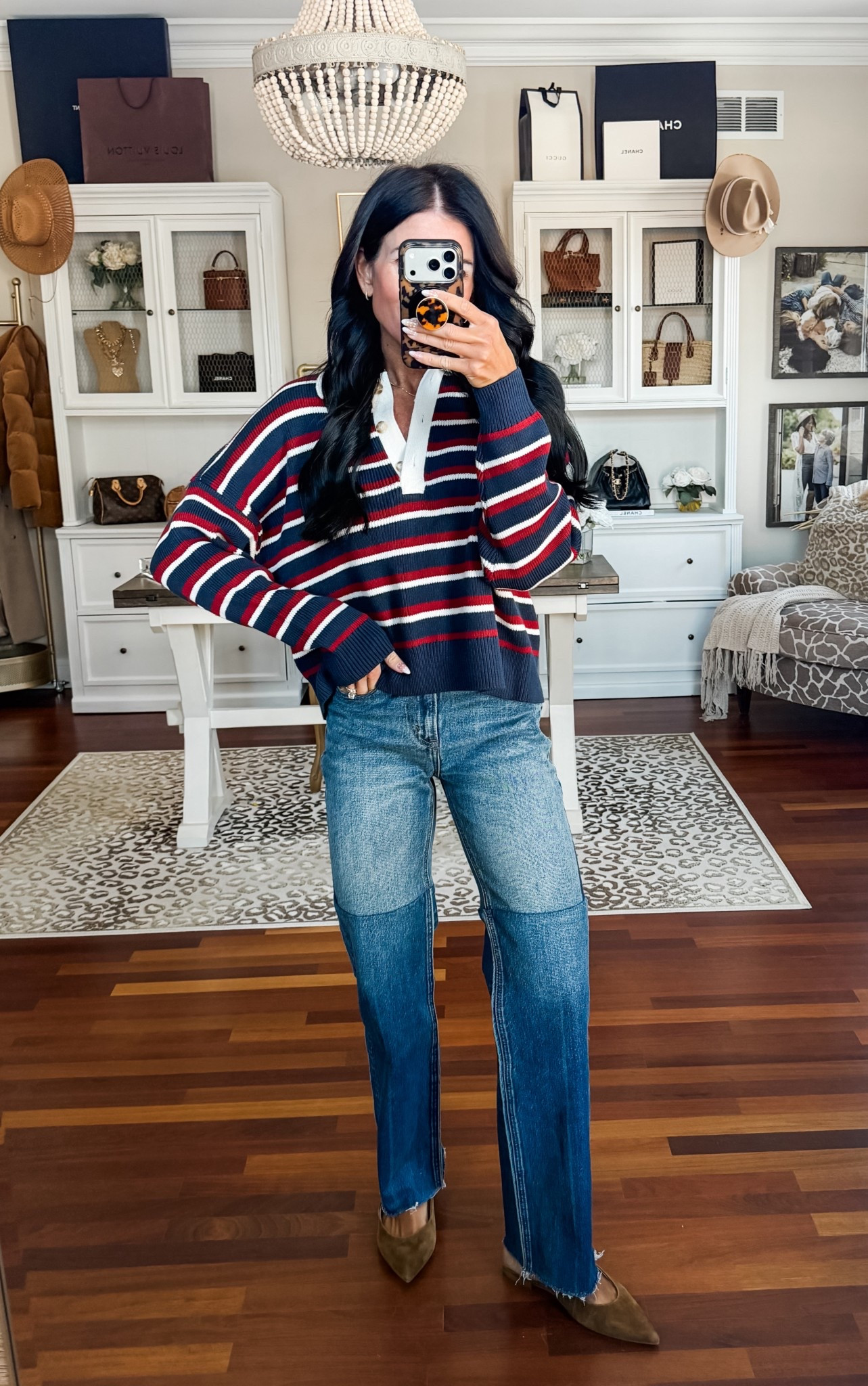 Love these jeans
Wearing a 24 R and shall sweater 

#LTKSeasonal #LTKootd