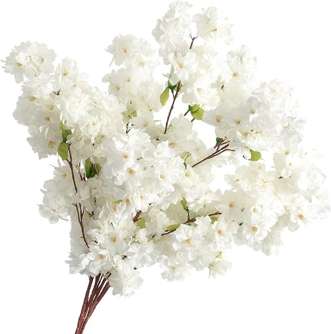Hawesome Artificial Flowers Cherry Blossom Branches 42 Inch Fake Silk Cherry Blossom Flowers Arra... | Amazon (US)