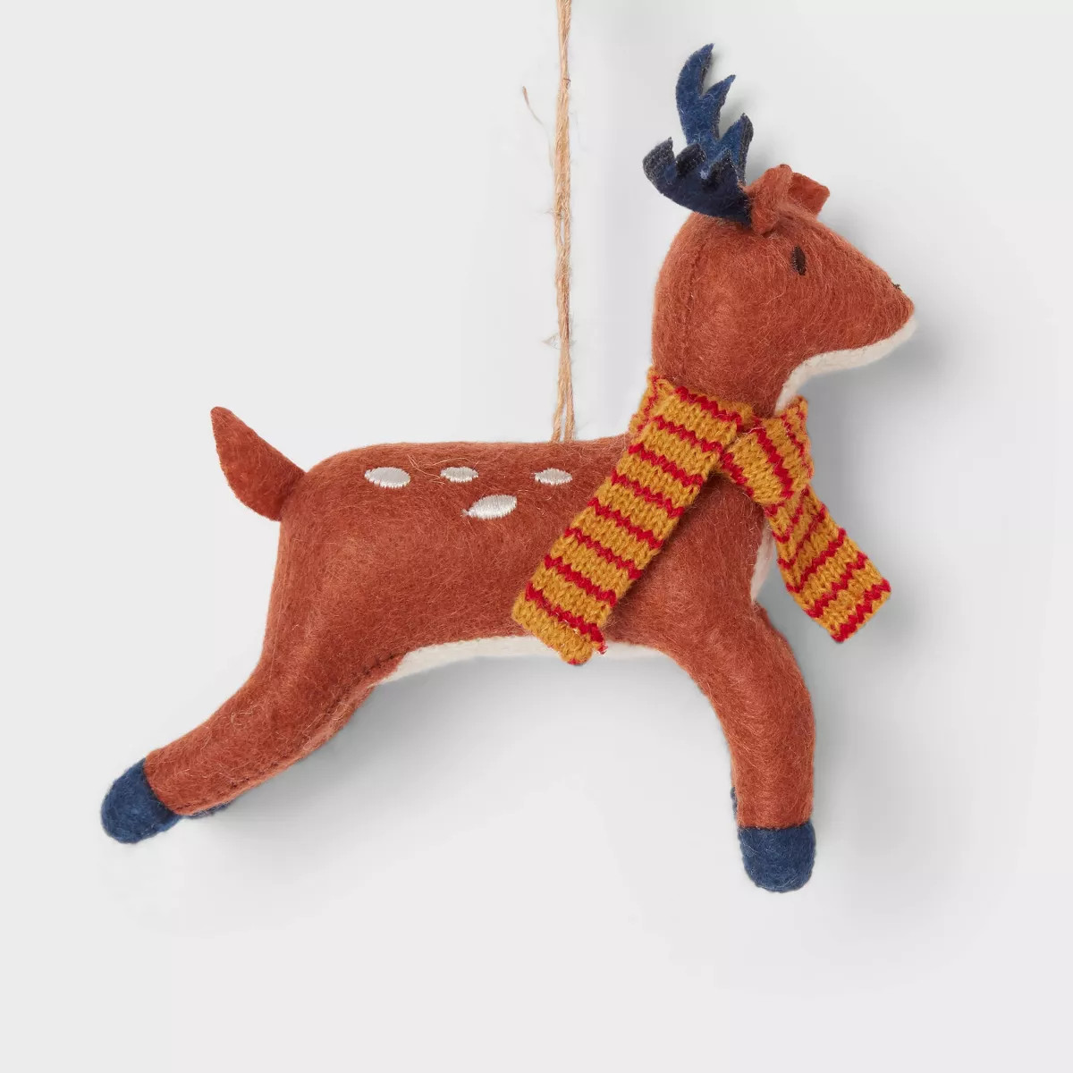 Fabric Deer with Yellow Scarf Christmas Tree Ornament Brown - Wondershop™: Indoor Holiday Decor... | Target