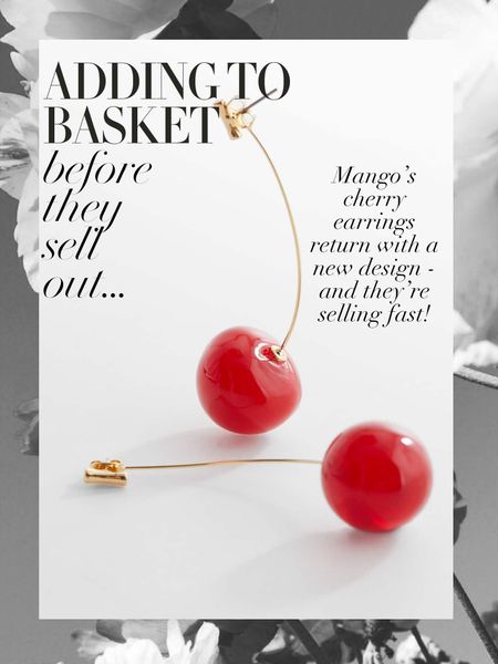 The sell-out cherry earrings have returned to Mango! These are a slightly different design, but yet again they are selling fast. Grab them while you can - I’ve also linked to some alternatives in case you’re not fast enough 🍒🍒
Cherry aesthetic | Cherry earrings | Bright red | Statement earrings | Summer wardrobe | Holiday looks | Poolside fun jewellery 

#LTKeurope #LTKpartywear #LTKsummer