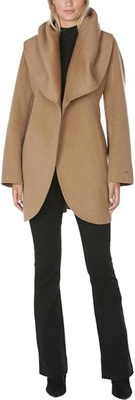 TAHARI Women's Double Face Wool Blend Wrap Coat with Oversized Collar | Amazon (US)