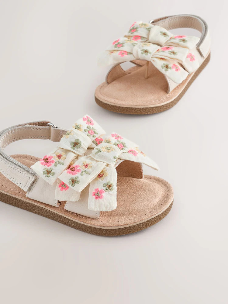 White Embroidered Bow Sandals | Next US