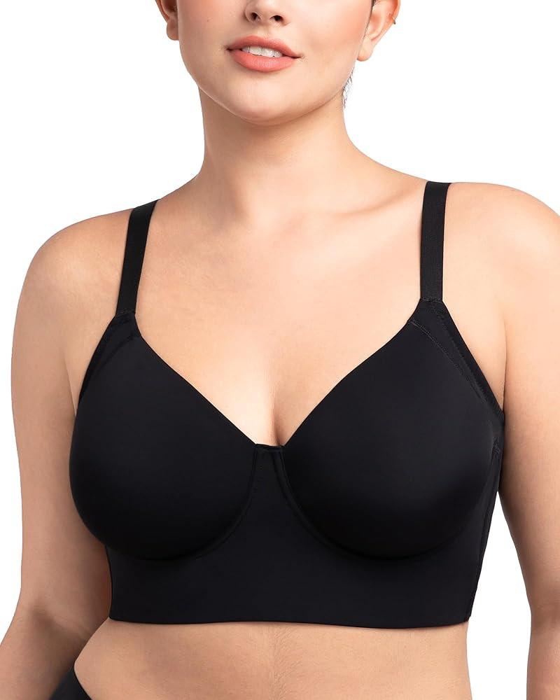 HSIA Women's Minimizer Bra Full Coverage Plus Size T-Shirt Longline Smooth Seamless Unlined Bra U... | Amazon (US)