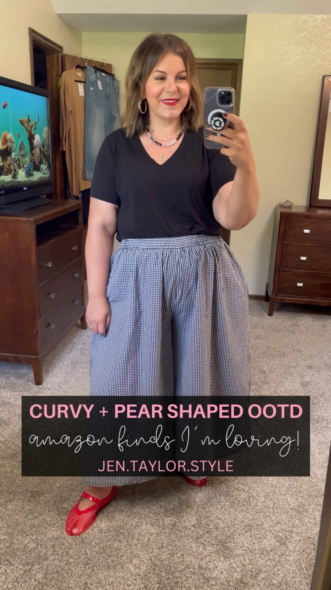 Curvy outfit with new Amazon finds I’m loving! These pants are size XXL and are SO cute. I’m loving the mesh ballet flat and Mary Jane trend and these are so cute in a pop of red. Such a cute teacher outfit idea! 

#LTKMidsize #LTKPlusSize #LTKFindsUnder50
