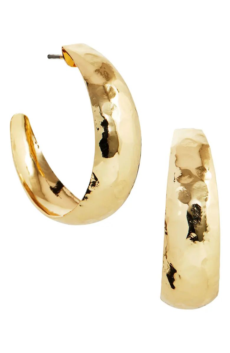 SAVVY CIE JEWELS 14K Gold Plated Hammered Brite Hoop Earrings | Nordstromrack | Nordstrom Rack