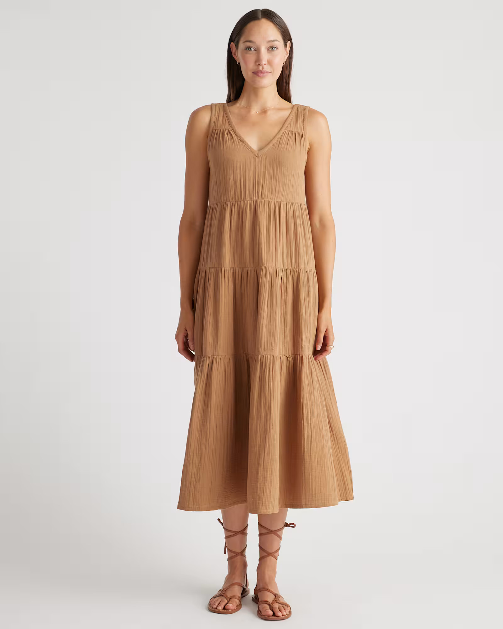 100% Organic Cotton Gauze Tiered Maxi Dress | Quince