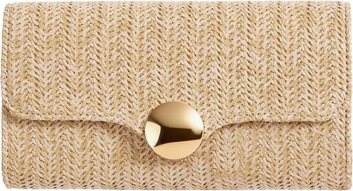 Elegant Clutch Purse for Women Straw Clutch Formal Evening Bag for Wedding Party Dinner | Amazon (US)