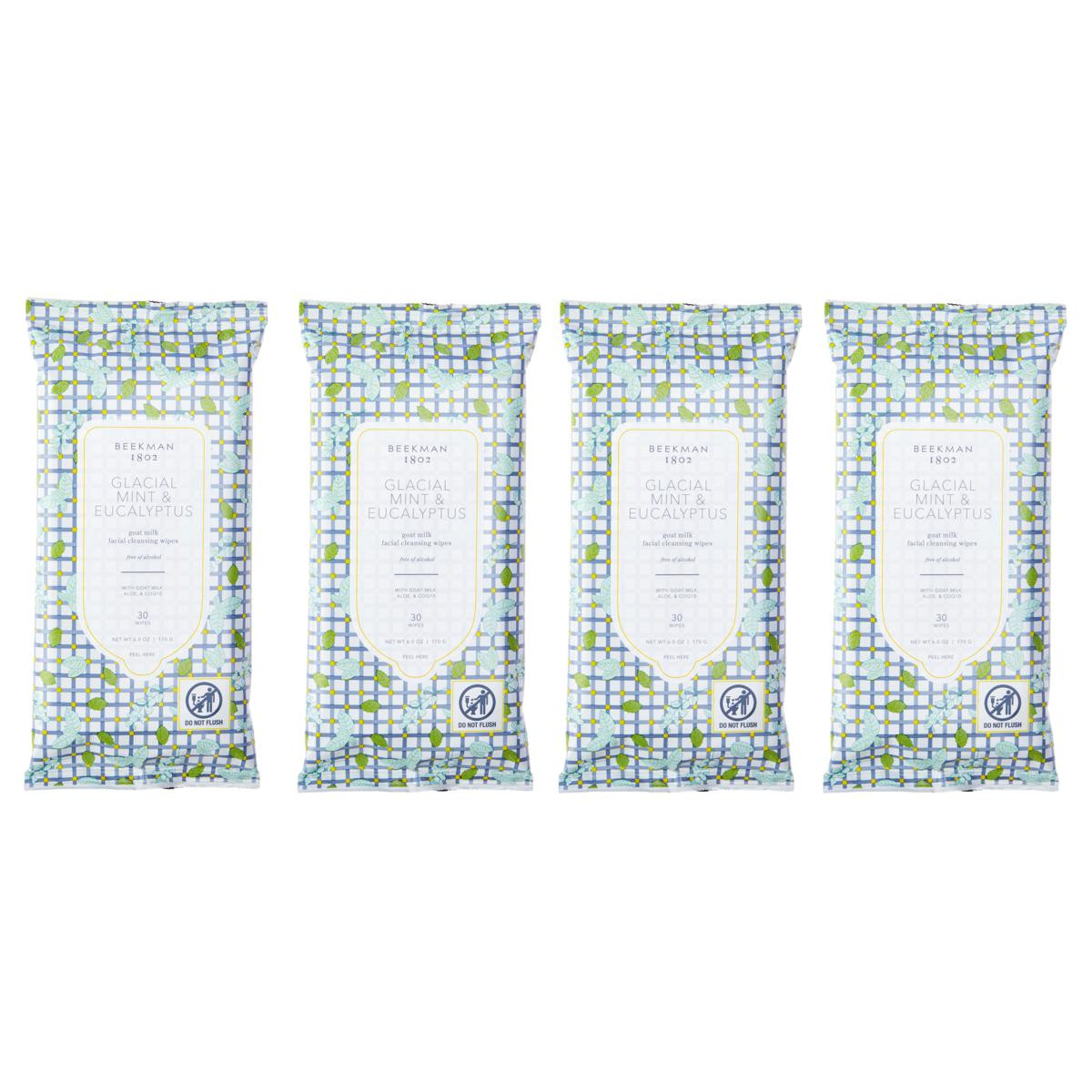 Beekman 1802 Goat Milk Glacial Mint & Eucalyptus Face Wipes 4-pack | HSN | HSN
