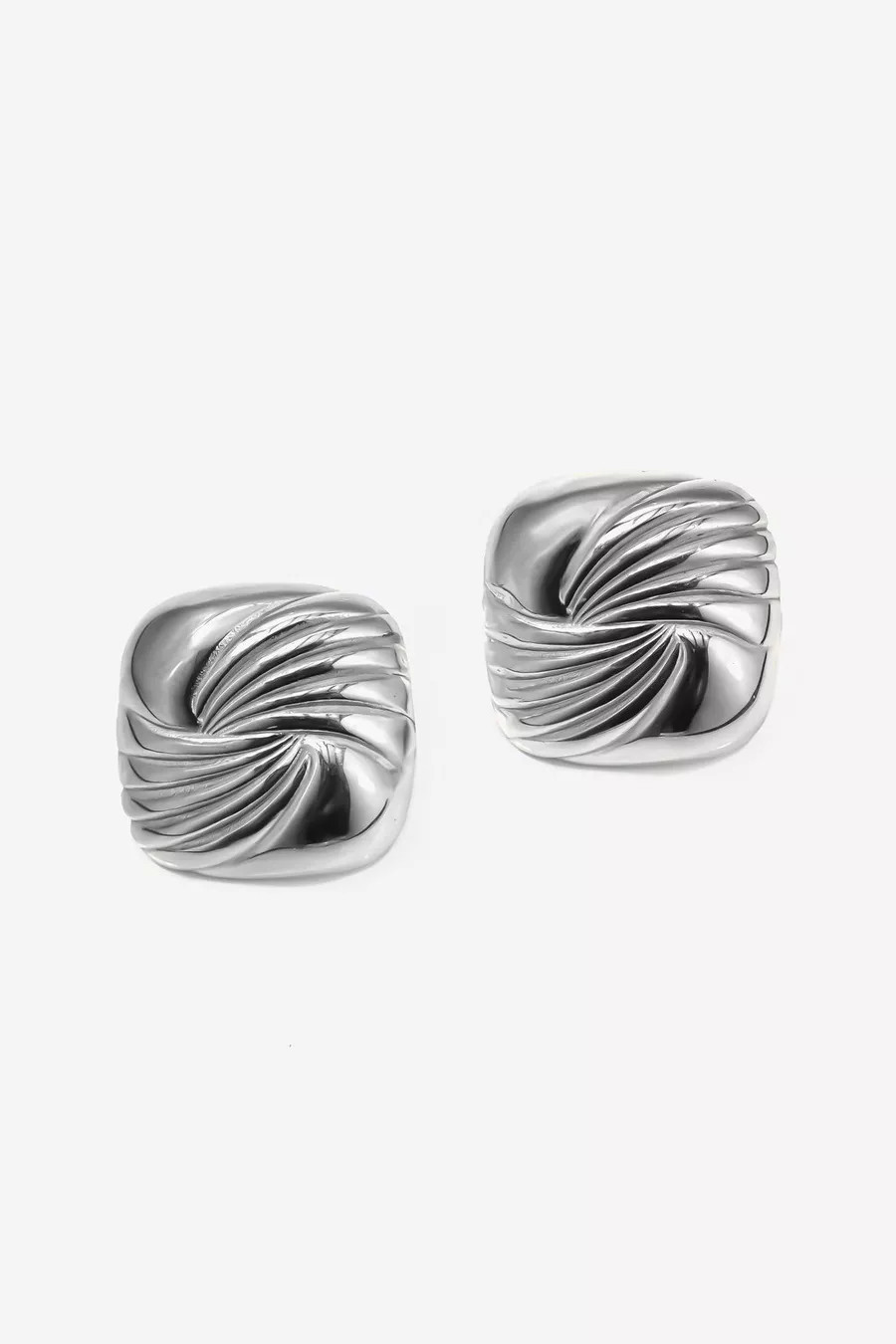 Silver Textured Knot Square Stud Earrings - 25mm | Boohoo.com (UK & IE)