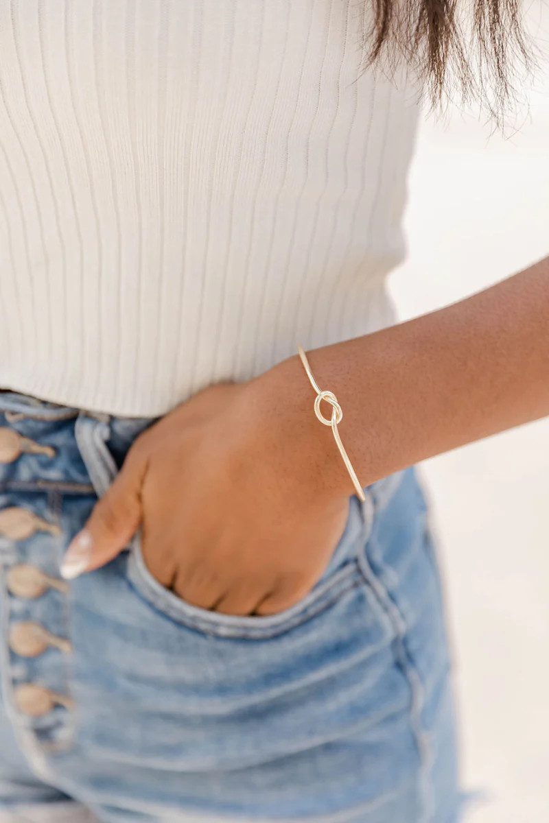Bring Excitement Gold Knot Bracelet | Pink Lily