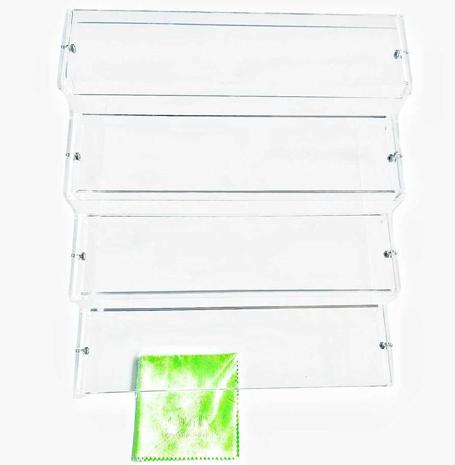 4 Tier Acrylic Riser Shelf Display Steps Pop Stand Perfume Organiser 12"x7.4" with 1.9" Depth She... | Amazon (US)