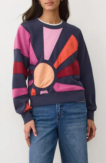 Cloud 9 Sunburst Mixed Media Sweatshirt | Nordstrom