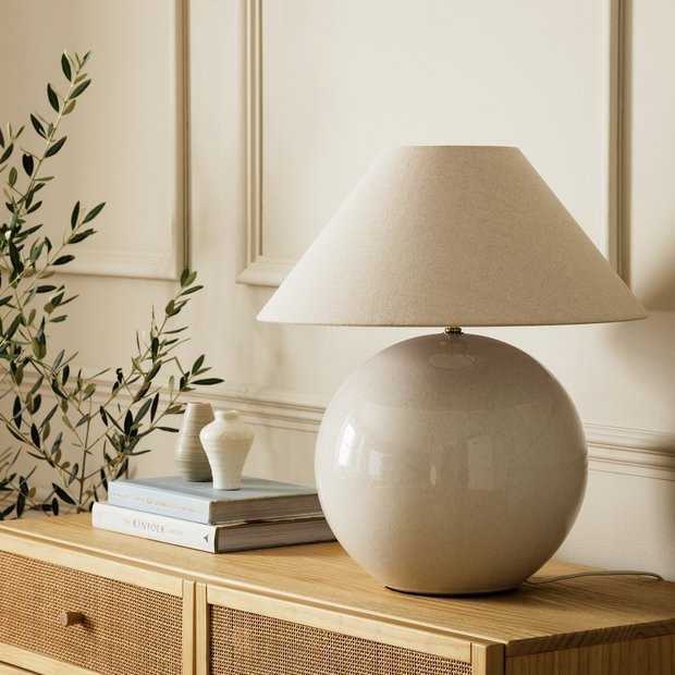 Habitat Circle 51cm Ceramic Table Lamp - Cream | Habitat UK