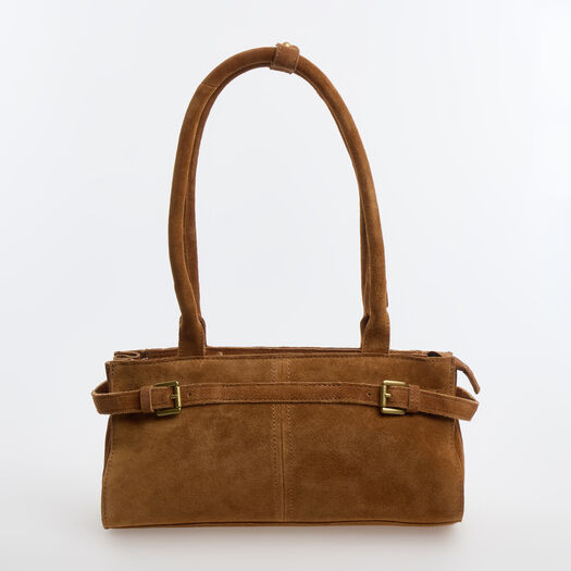 Brown Suede Shoulder Bag | TK Maxx