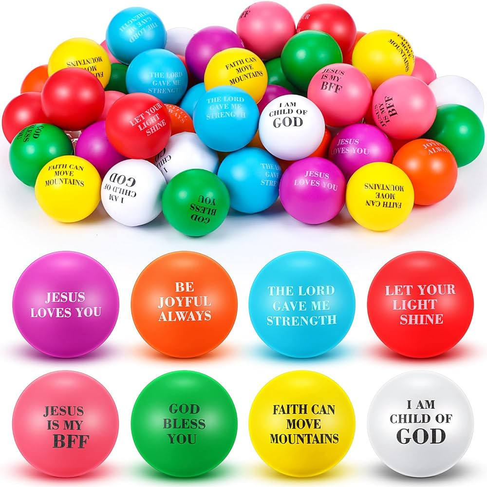 48 Pcs Christian Stress Balls Bulk Jesus Loves You Christian Toys Motivational Quotes Bible Verse... | Amazon (US)