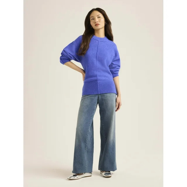 Scoop Women’s & Women's Plus Reverse Seam Crewneck Sweater, Lightweight, Sizes XS-4X - Walmart.... | Walmart (US)