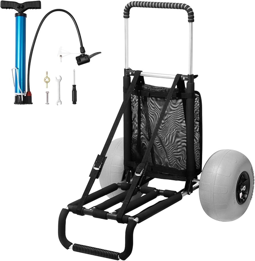 VEVOR Beach Dolly with Big Wheels for Sand, 29.9" x 15.4" Cargo Deck, w/ 12" Balloon Wheels, 165L... | Amazon (US)