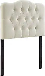 Modway Annabel Tufted Button Linen Fabric Upholstered Twin Headboard in Ivory | Amazon (US)