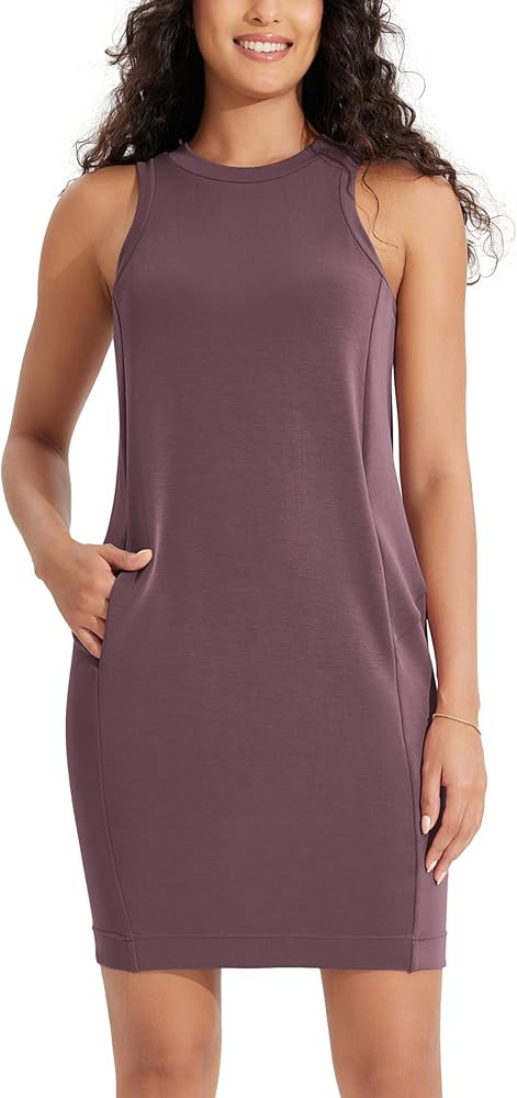 ODODOS Modal Soft Loose Tank Dress for Women Casual Sleeveless Sundress with Kangaroo Pocket Summ... | Amazon (US)
