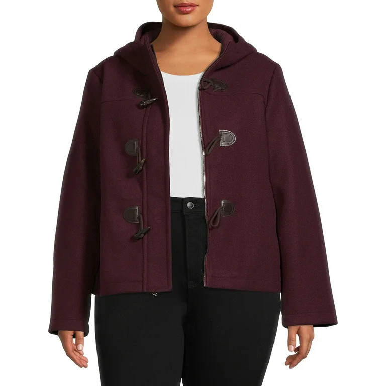 Time and Tru Women's and Plus Toggle Coat with Hood | Walmart (US)