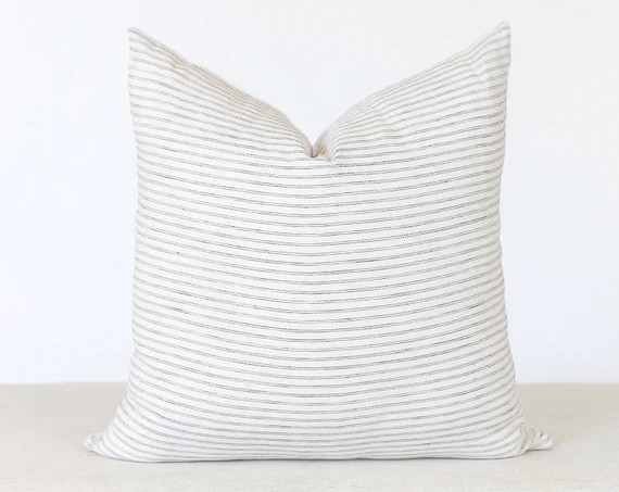 White Throw Pillow White and Grey Striped Pillow Cover | Etsy | Etsy (US)