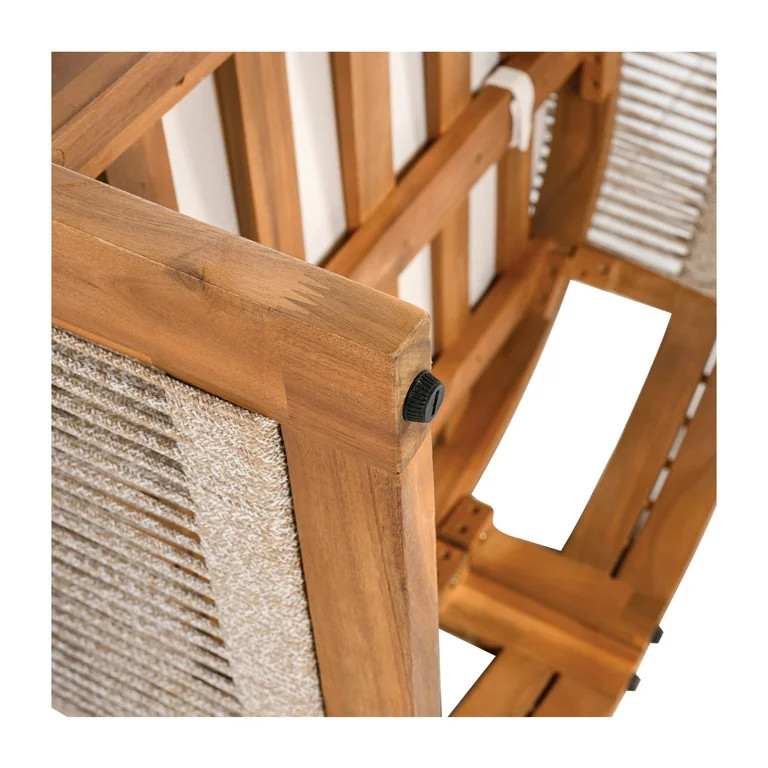 Christopher Knight Home Outdoor Wood Lounge Chair with Woven Rope Accents, Beige Cushion, Set of ... | Walmart (US)