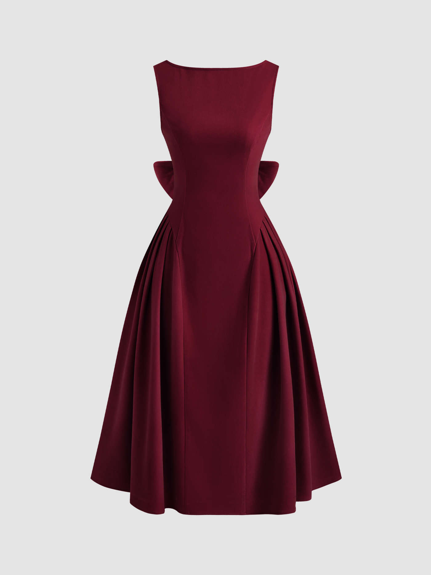 Velvet Boat Neck Bowknot Backless Midi Dress | Cider