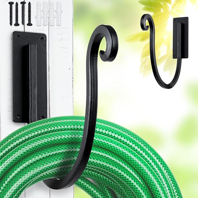 Hose Holders Wall Mount （Metal/8-Inch） Heavy-Duty Garden Hose Hangers Outdoor, Hand-Forged Ho... | Amazon (US)