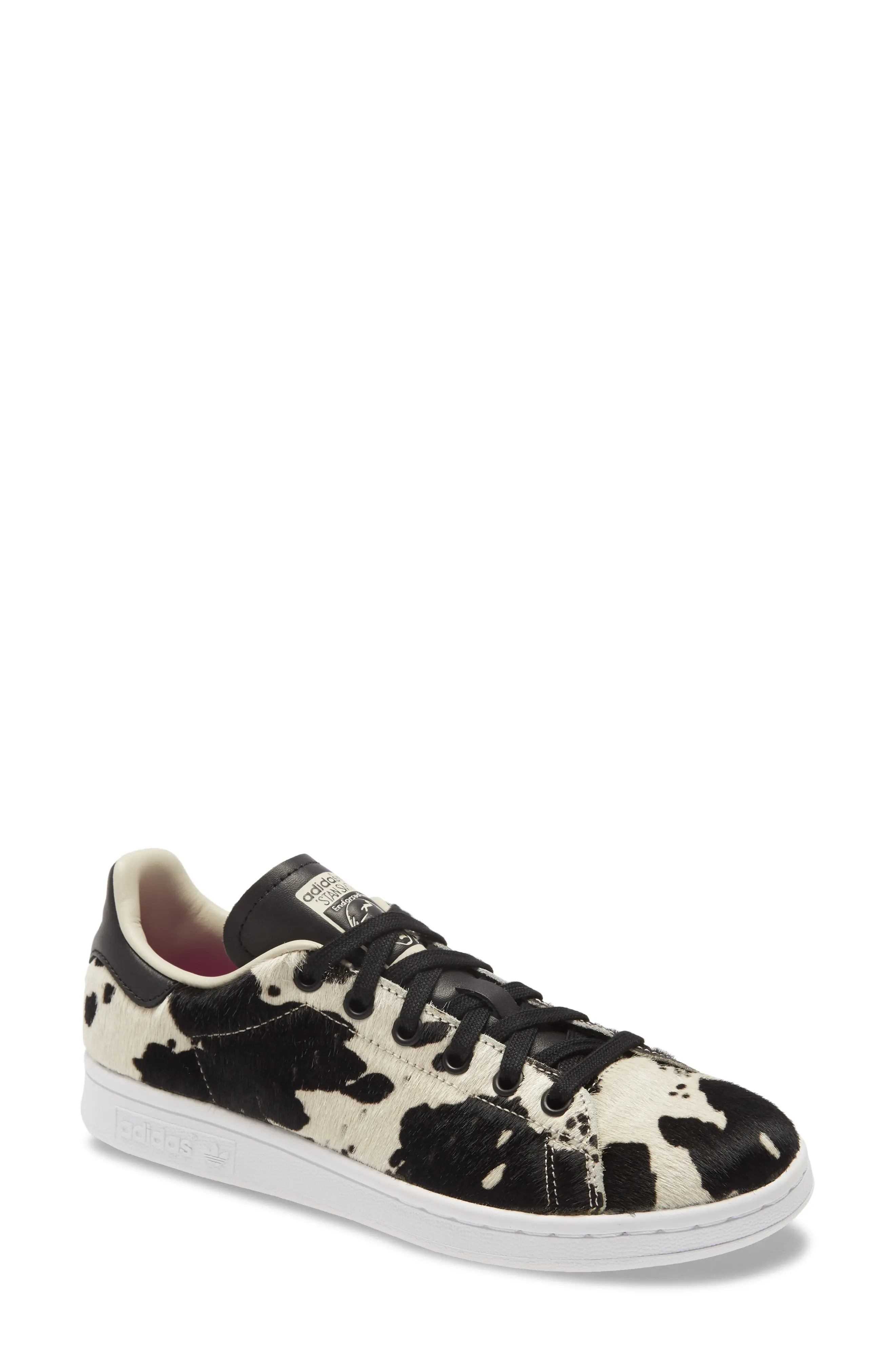 Women's Adidas Stan Smith Genuine Calf Hair Sneaker, Size 7 M - Black | Nordstrom