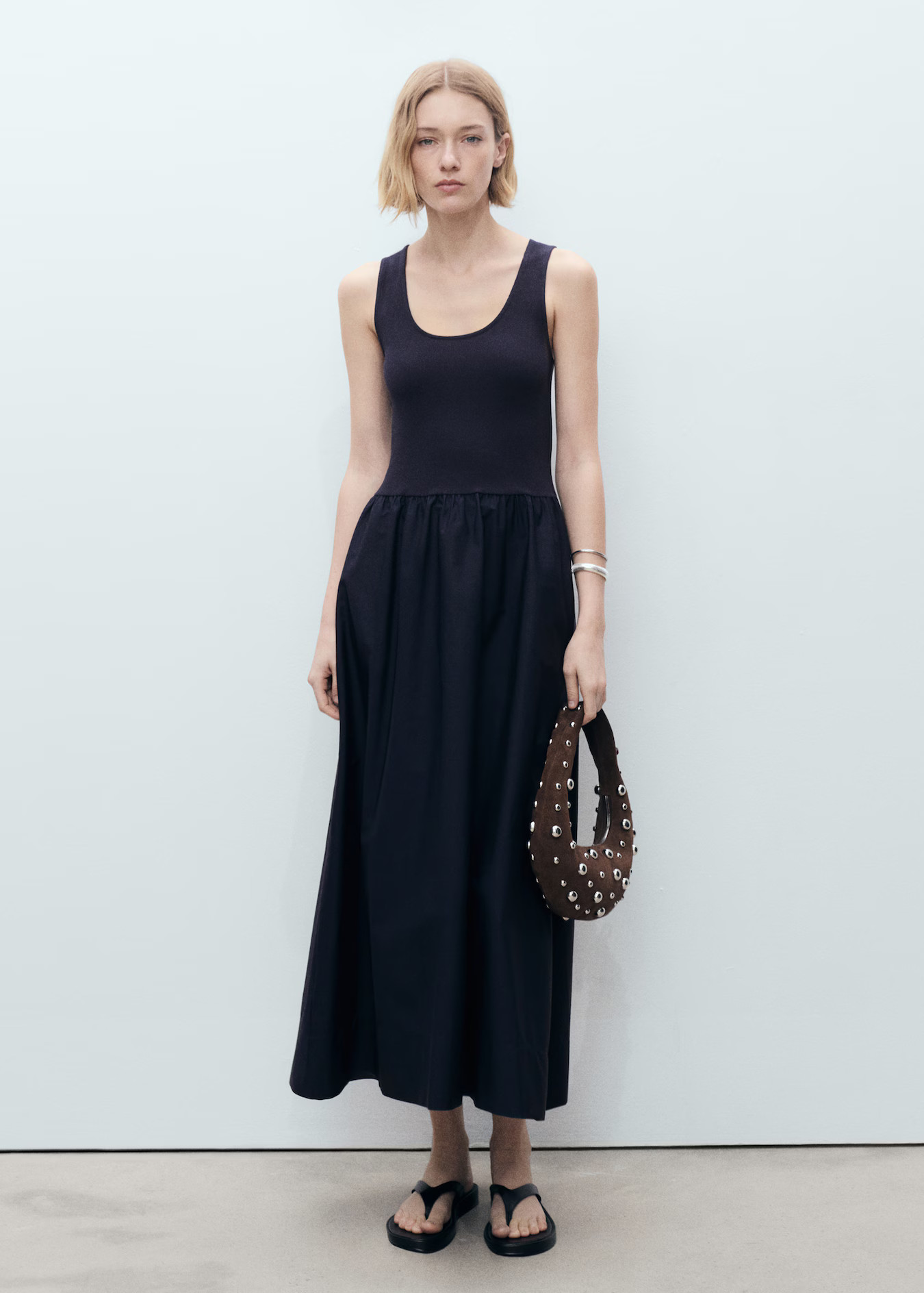 Flared dress in combined fabric | Mango (US/MX/AU)