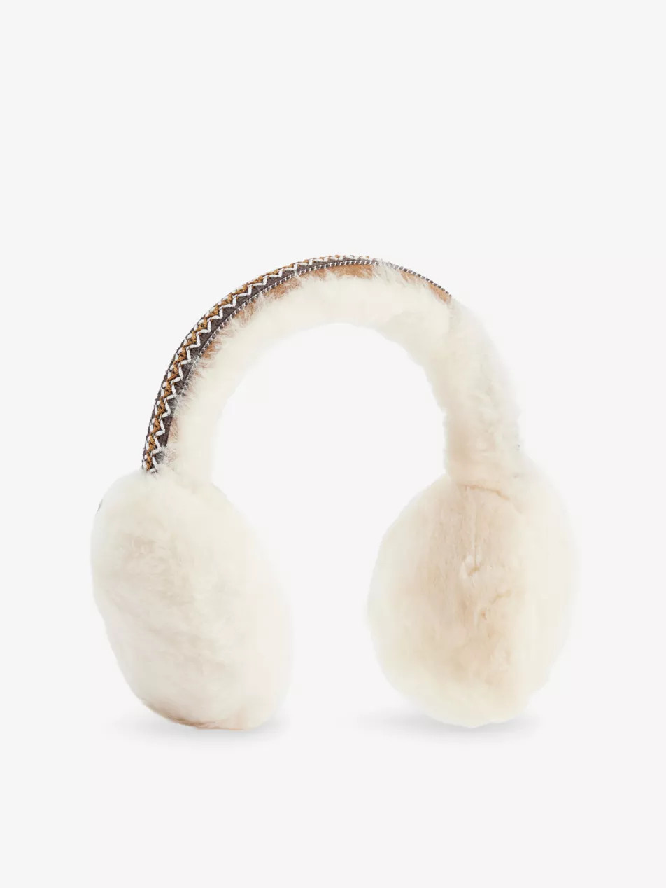 Tasman contrast-stitch band sheepskin earmuffs | Selfridges