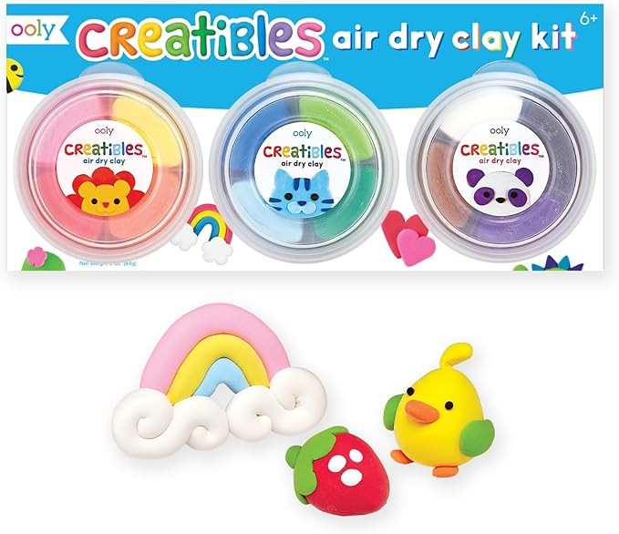 OOLY, Creatibles, Air Dry Clay Kit, Kids Arts and Craft Set, 3 Shaping Tools - 12 Colors Set | Amazon (US)