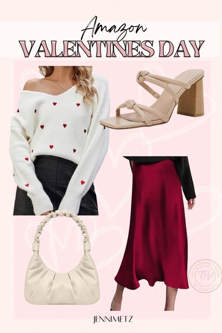 Valentine’s Day outfit. Heart sweater. Satin skirt. 

#LTKSeasonal #LTKunder100 #LTKunder50