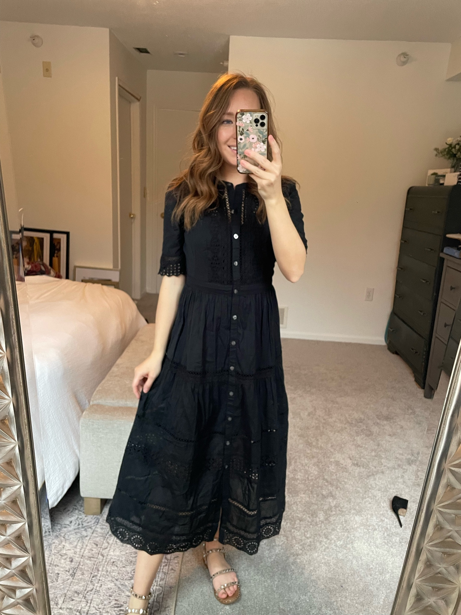 black sweater dress fashion nova Nursing Midi Dress - Smocked Black 2.0