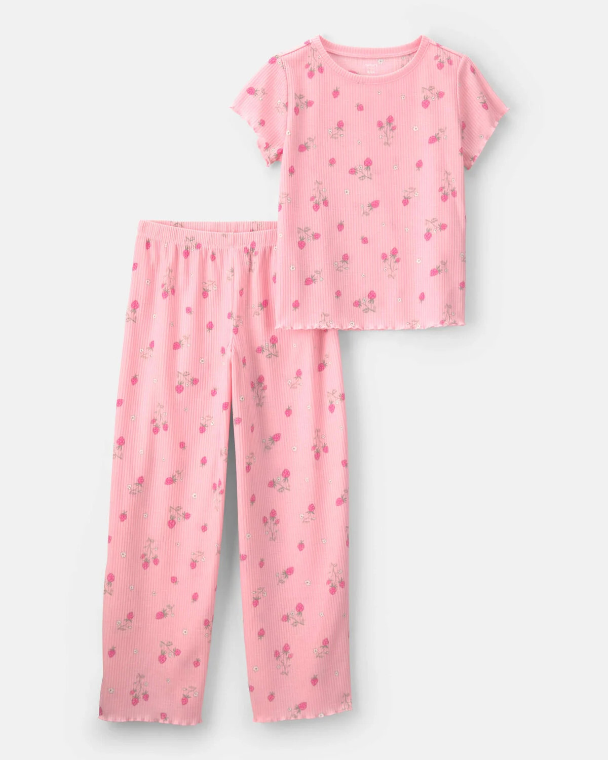 Girls Strawberry Rib Loose Fit 2-Piece Pajama Set - Pink | Carter's Inc