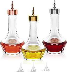 LINALL Bitters Bottle Set of 3 - 1.7oz/50ml Dasher Bottles with Stainless Steel Gold Rose Gold an... | Amazon (US)