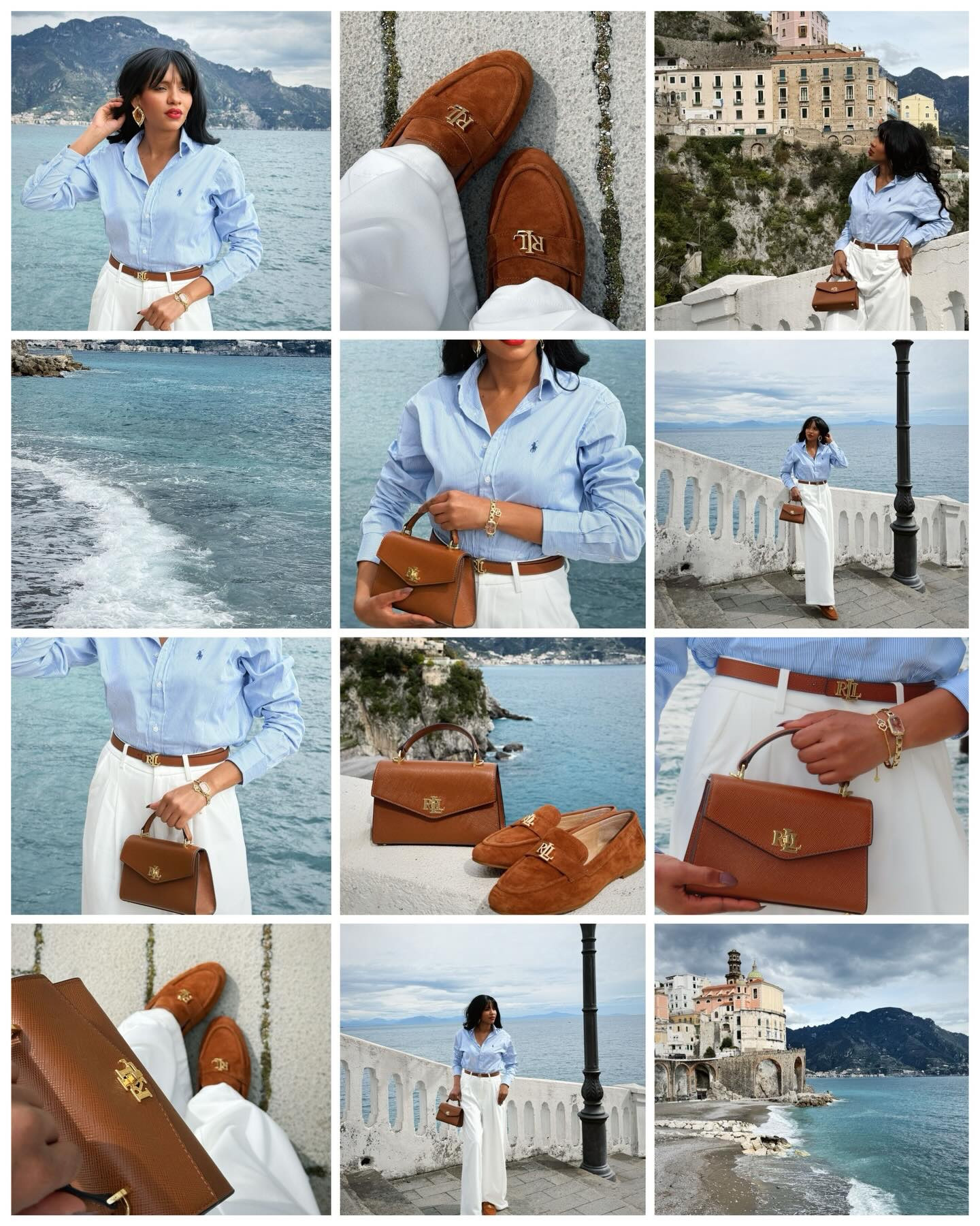 Amalfi mornings in blue and brown. This palette feels like a permanent vacation.🌊🤎

Total look @ralphlauren via @giglio_com . Use code
‘Daylin20’ to invest in these timeless pieces.
Link in bio to shop.✨
