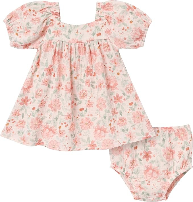 Modern Moments by Gerber baby-girls 2-piece Puffed Sleeve Dress & Diaper Cover Set | Amazon (US)