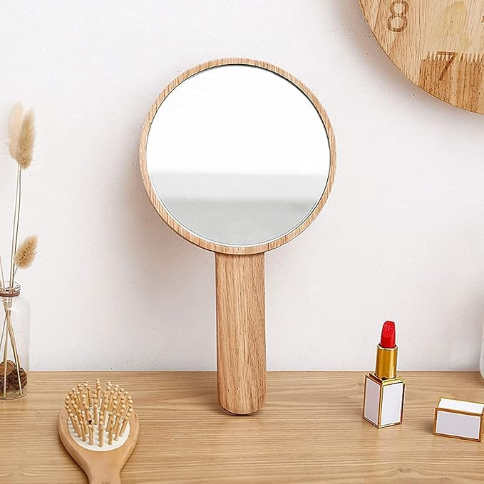 Teepro Handheld Mirror with Handle, Hand Held HD Mirror Wooden Frame, Salon Hairdresser Plain Mir... | Amazon (US)