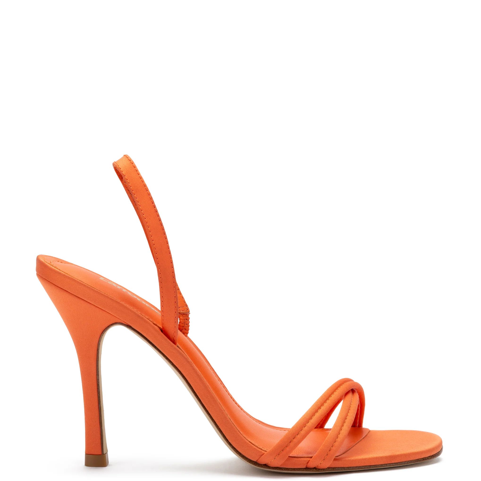 Annie Sandal In Orange Satin | Larroude